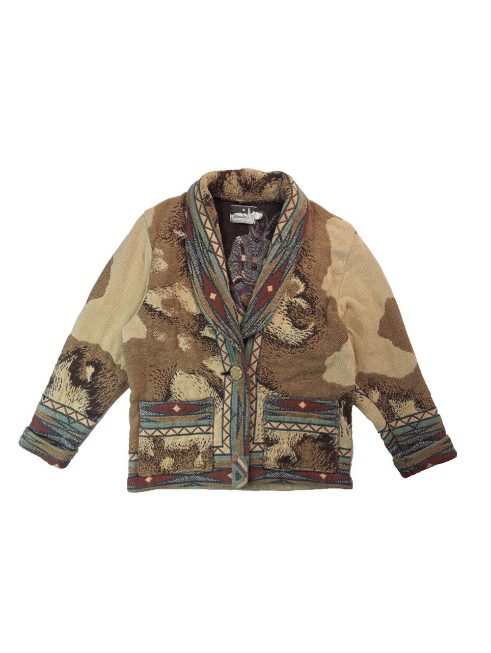 Silverado Vintage Bob Timberlake Indian Graphic Blanket Cardigan Womens Medium M
